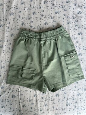 Nike Light Sage Green Cargo Shorts with Swoosh